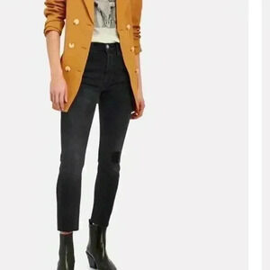 RE/DONE High-Rise Ankle Cropped Jeans lived in black sz 28